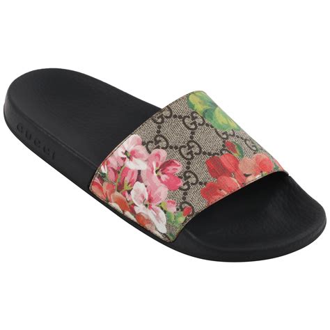 gucci women's gg blooms supreme slide sandals stores|gucci floral slides outfit.